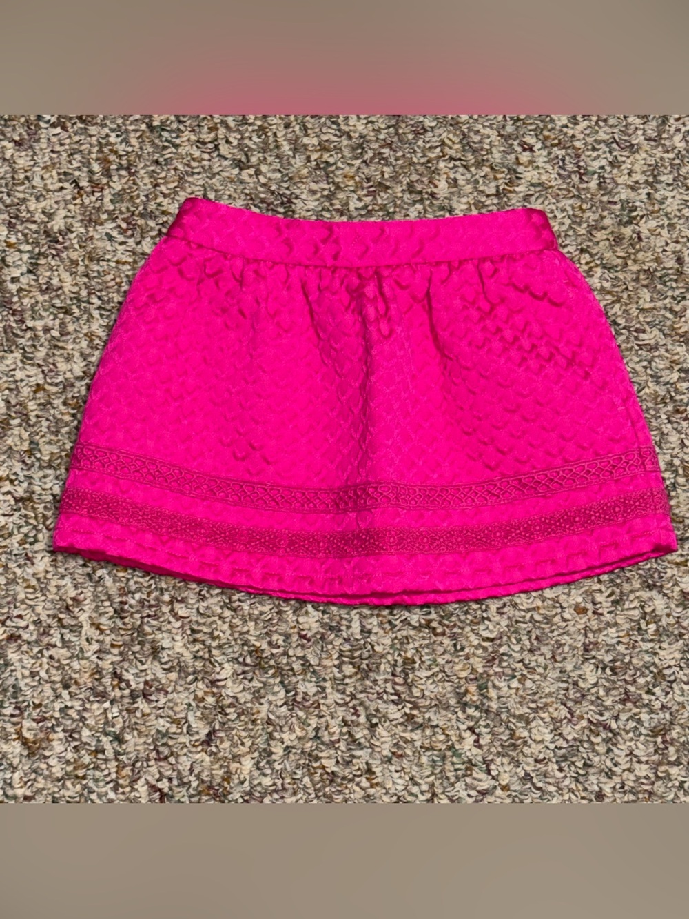 Girls toddler 2T skirt Hot Pink Textured Mini Skirt adjustable waist